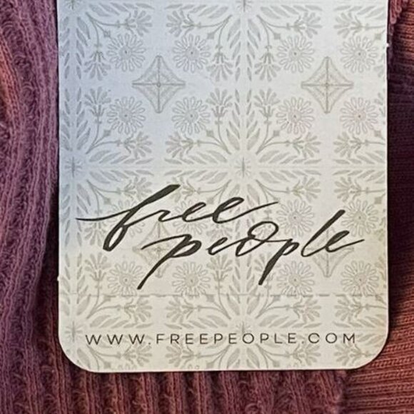 Free People Santa Clara Thermal Top Dolman Sleeve V Neck Mulberry NEW - Picture 9 of 9